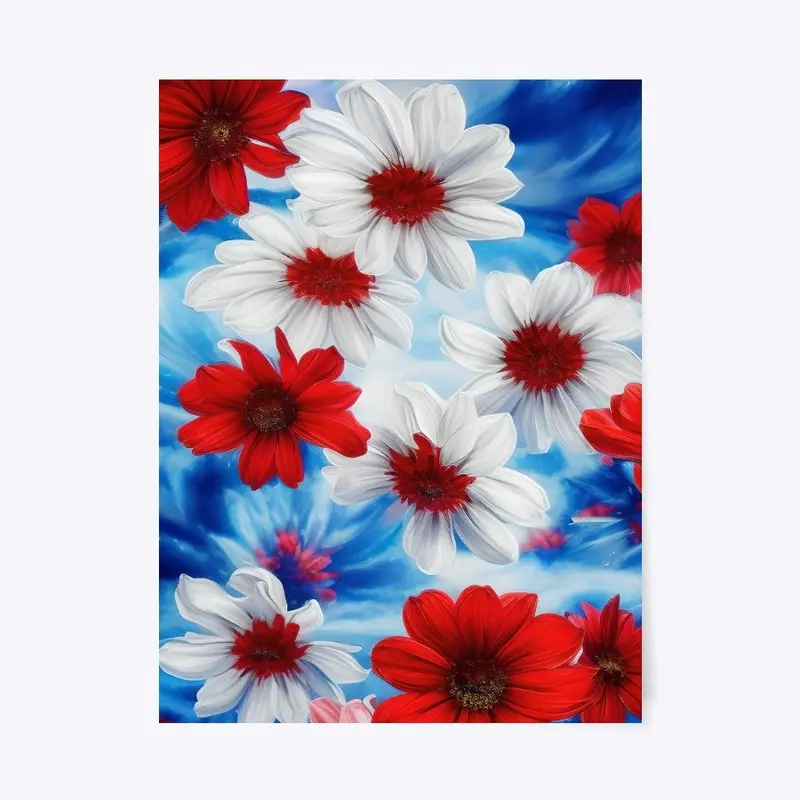 Red White and Blue Summer Floral